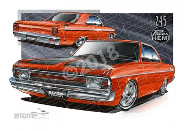 Classic VALIANT VG PACER RED TWO DOOR A1 FRAMED PRINT (C011C)