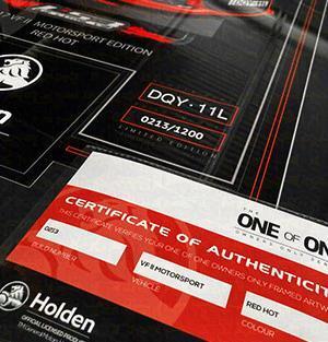 HOLDEN VF II CALAIS DIRECTOR Certificate of Authenticity