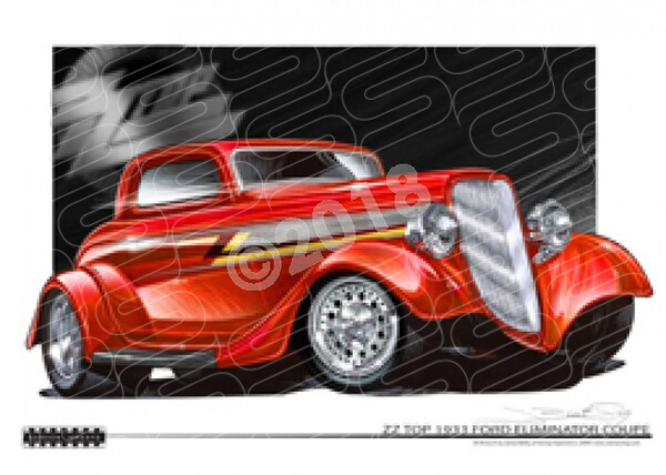 ZZ TOP FORD 33 COUPE A3 FRAMED PRINT (M021)