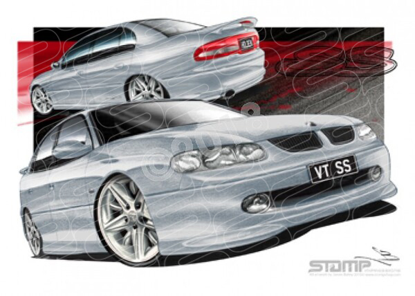 HOLDEN VT SS COMMODORE ORION SILVER A3 FRAMED PRINT (HC09F)