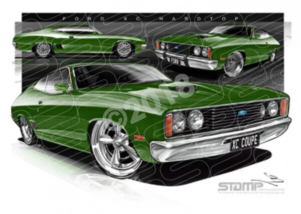 Ford Coupe XC XC COUPE KELLY GREEN A3 FRAMED PRINT (FT226)