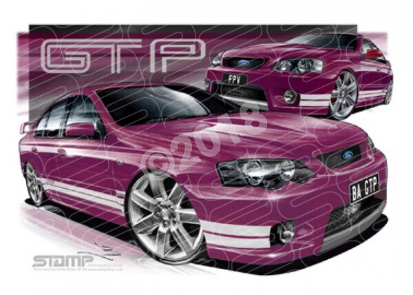 FPV BA GT BA GT-P MENACE WHITE STRIPES A3 FRAMED PRINT (FV010J)