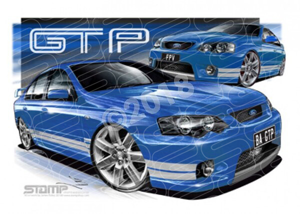 FPV BA GT BA GT-P SHOCKWAVE WHITE STRIPES A3 FRAMED PRINT (FV010M)