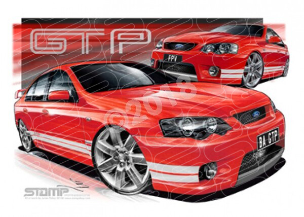 FPV BA GT BA GT-P VIXEN WHITE STRIPES A3 FRAMED PRINT (FV010N)