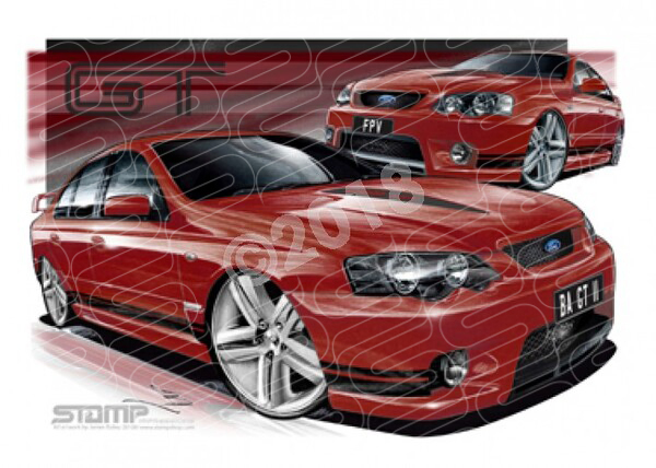 FPV BA GT MKII MANDARIN BLACK STRIPES A3 FRAMED PRINT