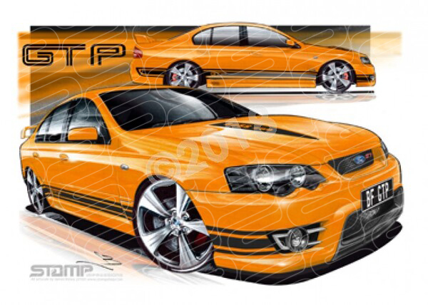 FPV BF GT BF GT-P OCTANE BLACK STRIPES A3 FRAMED PRINT (FV031I)