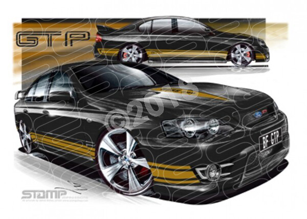 FPV BF GT BF GT-P SILHOUETTE GOLD STRIPES A3 FRAMED PRINT (FV031L)