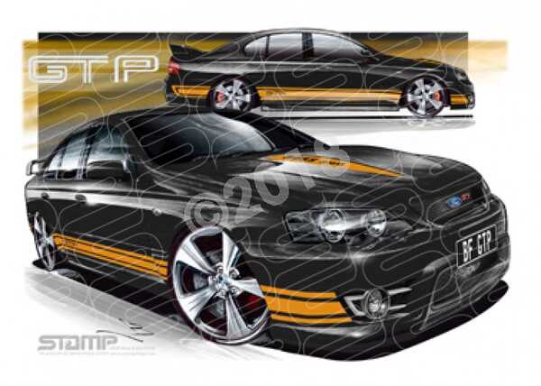 FPV BF GT BF GT-P SILHOUETTE ORANGE STRIPES A3 FRAMED PRINT (FV031M)