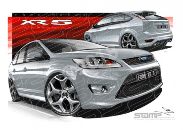Imports FORD FOCUS XR5 TURBO SILVER A3 FRAMED PRINT (FT281)