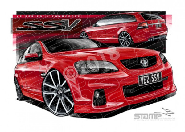 HOLDEN VE II SSV COMMODORE WAGON SIZZLE RED A3 FRAMED PRINT (HC606)