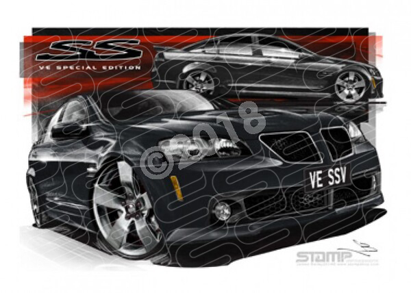 Holden Commodore VE SSV G8 SEDAN PHANTOM BLACK A3 FRAMED PRINT (HC385)