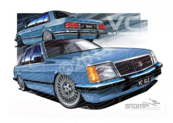 HOLDEN VC SLE COMMODORE BLUE A3 FRAMED PRINT (HC122)