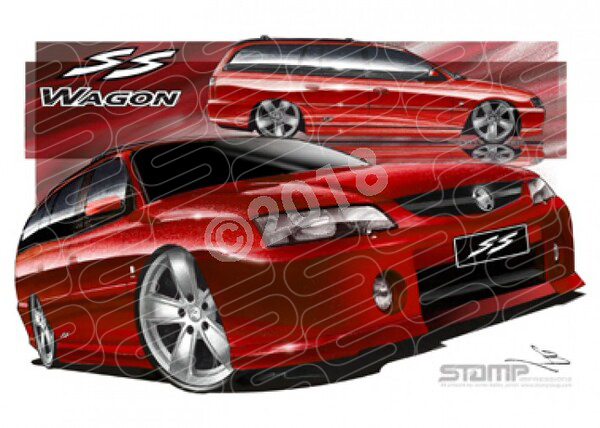Holden Commodore VY VY SS WAGON RED A3 FRAMED PRINT (HC135)
