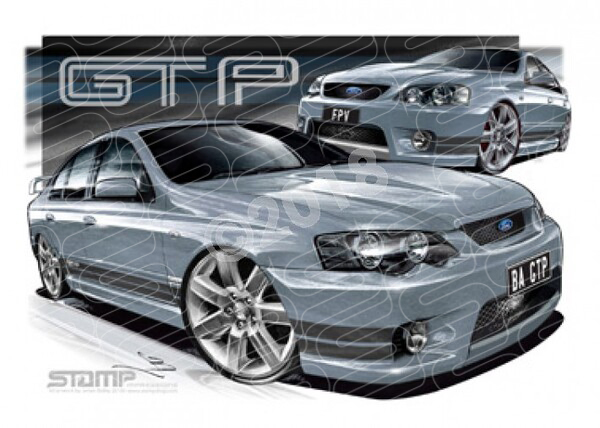 FPV BA GT BA GT-P MECURY BLACK STRIPES A3 FRAMED PRINT (FV007)