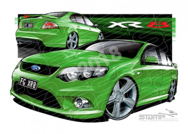 XR8 FG XR8 FG XR8 FALCON SEDAN DASH GREEN A1 FRAMED PRINT (FT185)