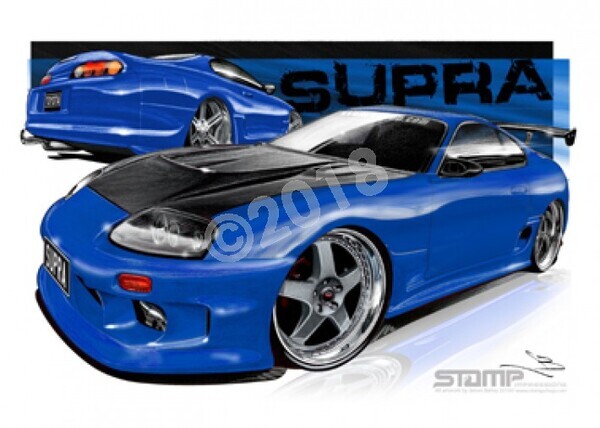 Imports Toyota SUPRA BLUE A1 FRAMED PRINT (S002E)