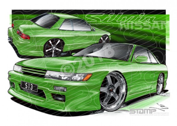 Imports Nissan S13 SILVIA GREEN A1 FRAMED PRINT (S069)