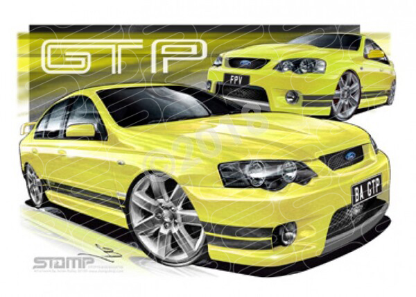 FPV BA GT BA GT-P CITRIC ACID BLACK STRIPES A1 FRAMED PRINT (FV010E)