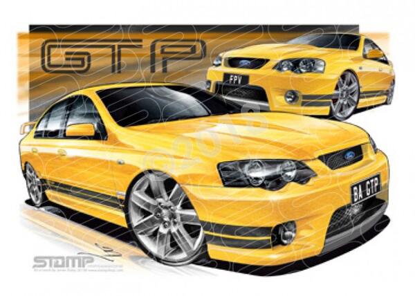 FPV BA GT BA GT-P RAPID BLACK STRIPES A1 FRAMED PRINT (FV010L)