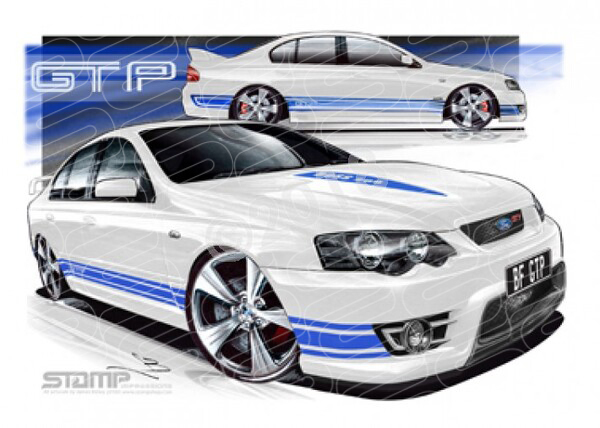 FPV BF GT BF GT-P WINTER WHITE BLUE STRIPES A1 FRAMED PRINT (FV031B)