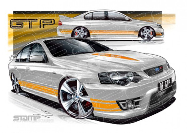 FPV BF GT BF GT-P LIGHTNING STRIKE ORANGE STRIPES A1 FRAMED PRINT (FV031F)