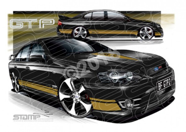 FPV BF GT BF GT-P II SILHOUETTE GOLD STRIPES A1 FRAMED PRINT (FV158)