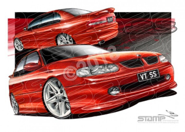 HOLDEN VT SS COMMODORE MANTA RED A1 FRAMED PRINT (HC09C)