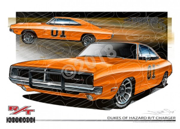 DUKES OF HAZZARD CHARGER A1 FRAMED PRINT (M002)