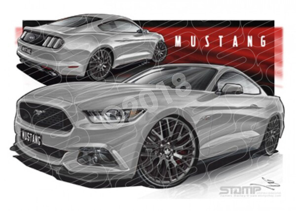 Mustang 2016 GT INGOT SILVER A1 FRAMED PRINT (FT352)