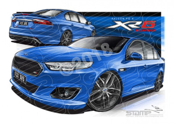 XR6 FG X XR6 XR6 TURBO KINETC BLUE A1 FRAMED PRINT (FT364)