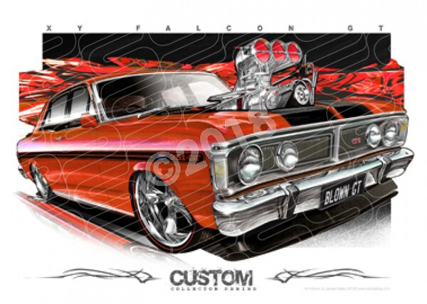 1970 FORD XY GT FALCON BLOWN RED A1 FRAMED PRINT (D008)