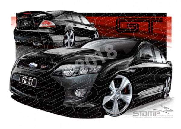 FPV FG GT FG GT SILHOUETTE SILVER STRIPES A1 FRAMED PRINT (FV053)