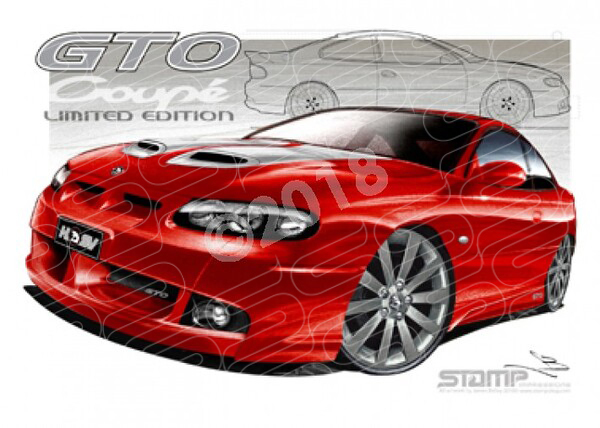 HSV Coupe VZ GTO LE RED HOT WHITE STRIPES A2 FRAMED PRINT (V172)
