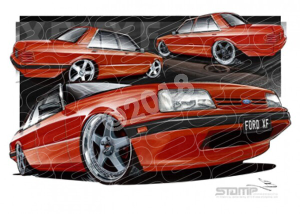 Classics XF FALCON XF FORD FALCON RED A2 FRAMED PRINT (FT211)