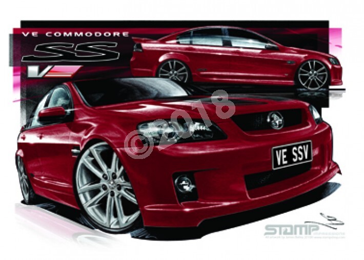 Commodore VE VE SSV RED PASSION STRIPE & 20 A2 FRAMED PRINT (HC331C)