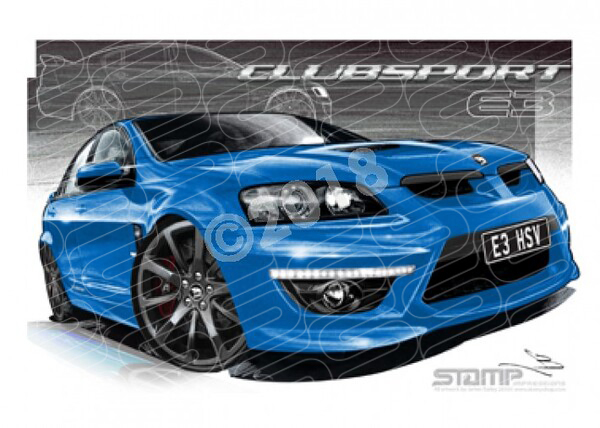HSV E3 CLUBSPORT PERFECT BLUE SV BLACK A2 FRAMED PRINT (V295)
