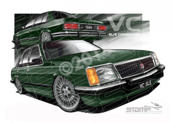 HOLDEN VC SLE COMMODORE GREEN A2 FRAMED PRINT (HC122B)