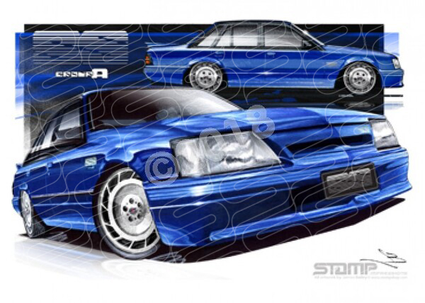 HOLDEN HDT VK SS COMMODORE PETER BROCK BLUE MEANIE SILVER WHEELS A2 FRAMED PRINT (HC03A)