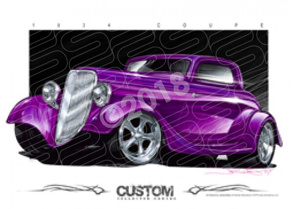 Hot Rod 1934 FORD HOT ROD COUPE A2 FRAMED PRINT (Z003)
