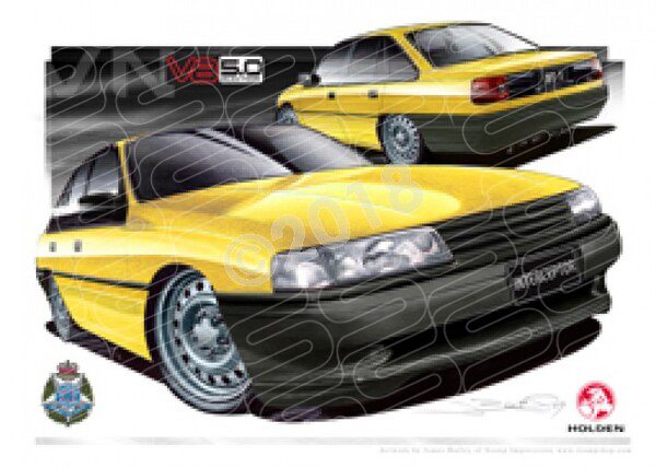 HOLDEN VN BT1 INTERCEPTOR COMMODORE YELLOW A1 STRETCHED CANVAS (HC207B)