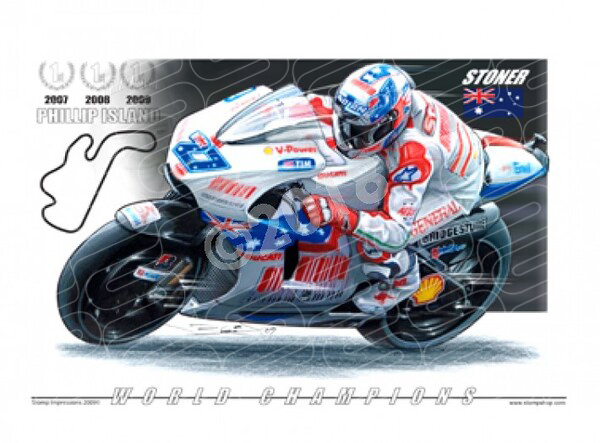 World Champions CASEY STONER PHILLIP ISLAND 2009 A1 STRETCHED CANVAS (W15)