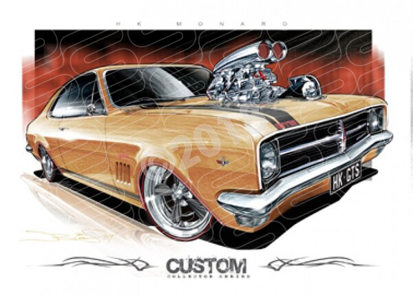 HK HOLDEN MONARO INCA GOLD BLOWN A1 STRETCHED CANVAS (D042)