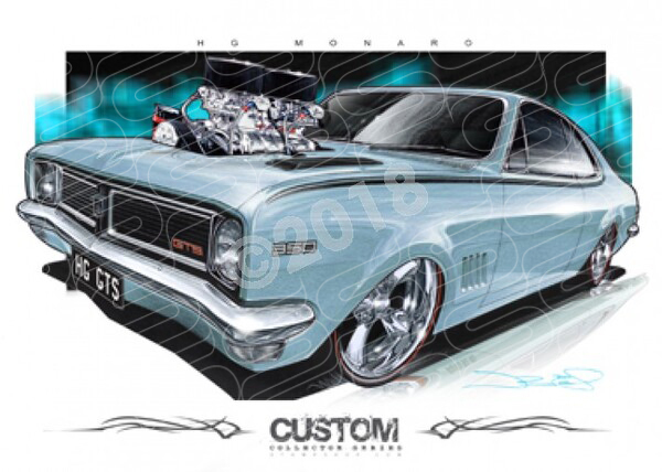 HOLDEN HG MONARO SILVER MIST GREEN BLOWN A1 STRETCHED CANVAS (D050)