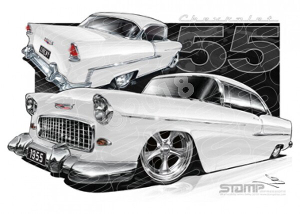 Classic 55 CHEVY IVORY A1 STRETCHED CANVAS (C002O)
