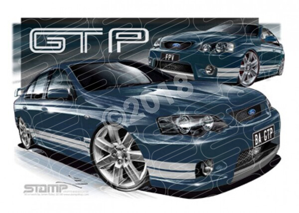 FPV BA GT BA GT-P BLUE PEARL GREY STRIPES A1 STRETCHED CANVAS (FV010C)