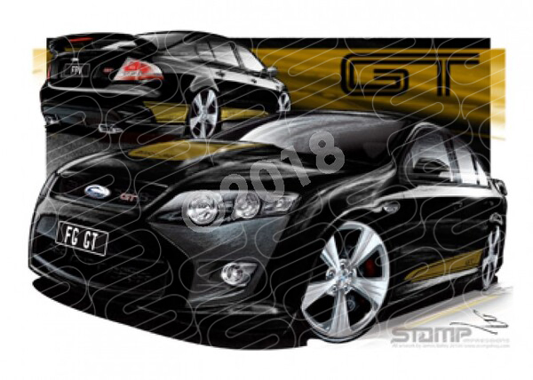 FPV FG GT FG GT SILHOUETTE GOLD STRIPES A1 STRETCHED CANVAS (FV084)