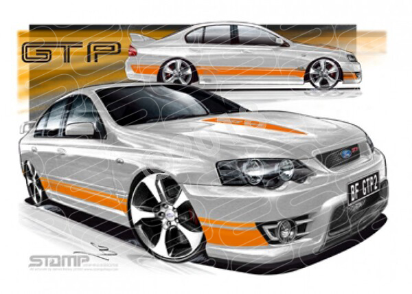 FPV BF GT BF GT-P II LIGHTNING STRIKE ORANGE STRIPES A1 STRETCHED CANVAS (FV162)