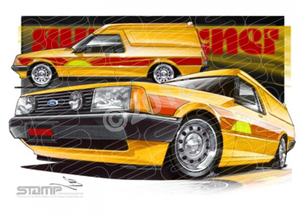 FORD XD SUNDOWNER PANEL VAN YELLOW A1 STRETCHED CANVAS (FT246)