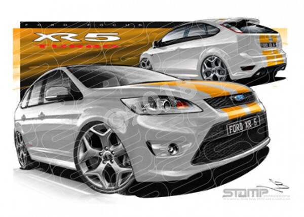 Imports Ford FORD FOCUS XR5 TURBO SILVER ORANGE STRIPES A1 STRETCHED CANVAS (FT285)