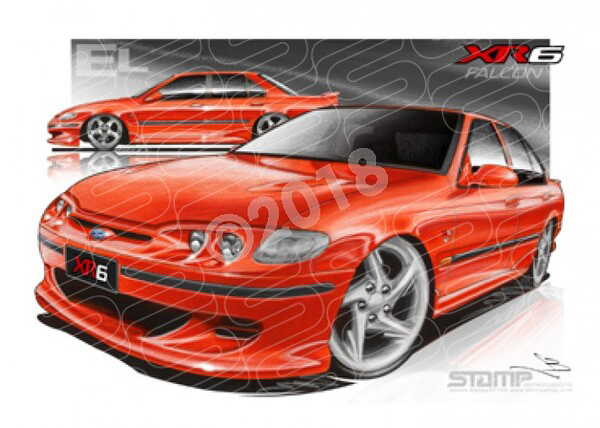 FORD EL XR6 FALCON RED A1 STRETCHED CANVAS (FT129B)